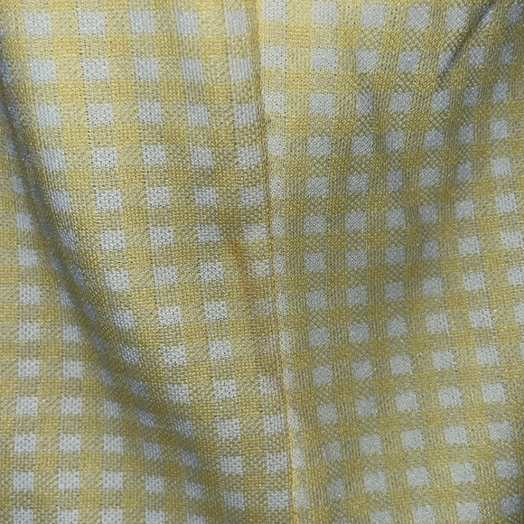 Vintage 70s Yellow Checkered Button Up Top Blouse - Picture 12 of 13